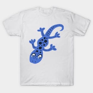 Cute Blue Gecko Lizard Drawing with Spots T-Shirt